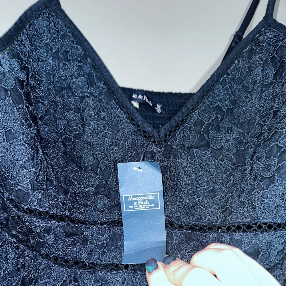 Abercrombie Lace Cami Bundle White & Navy XS NWT Coquette Y2K Fairycore - Picture 4 of 16